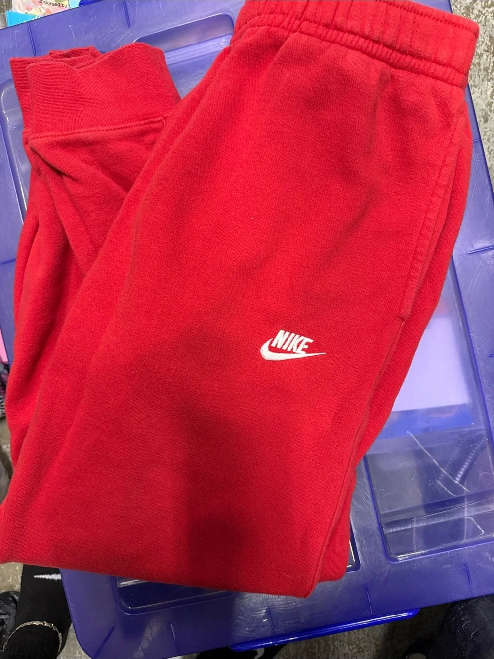 Nike Red Kids Fleece Sweatpants with White Logo
